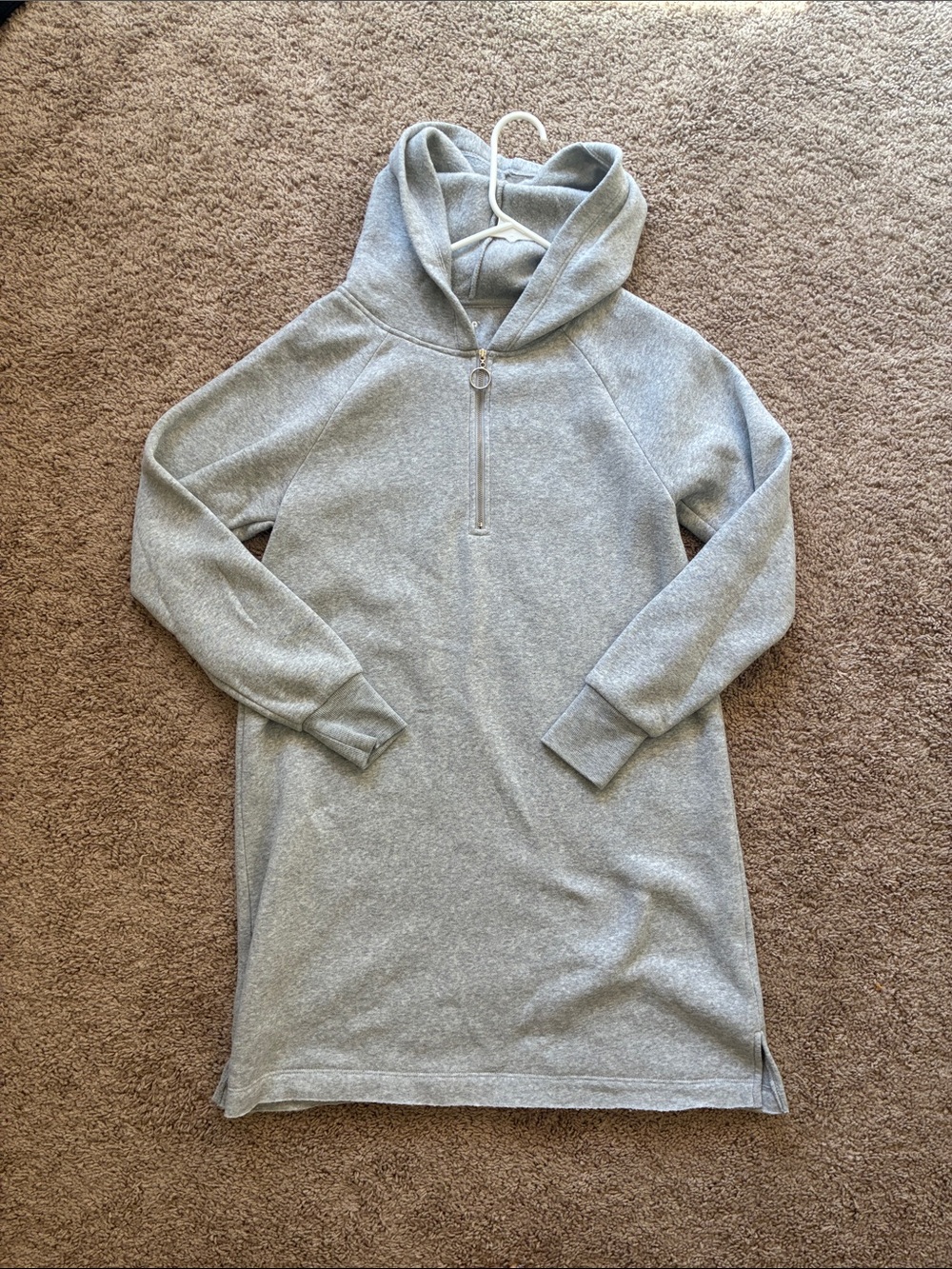 Women’s Light Gray Hoodie Quarter-Zip Sweater DRESS